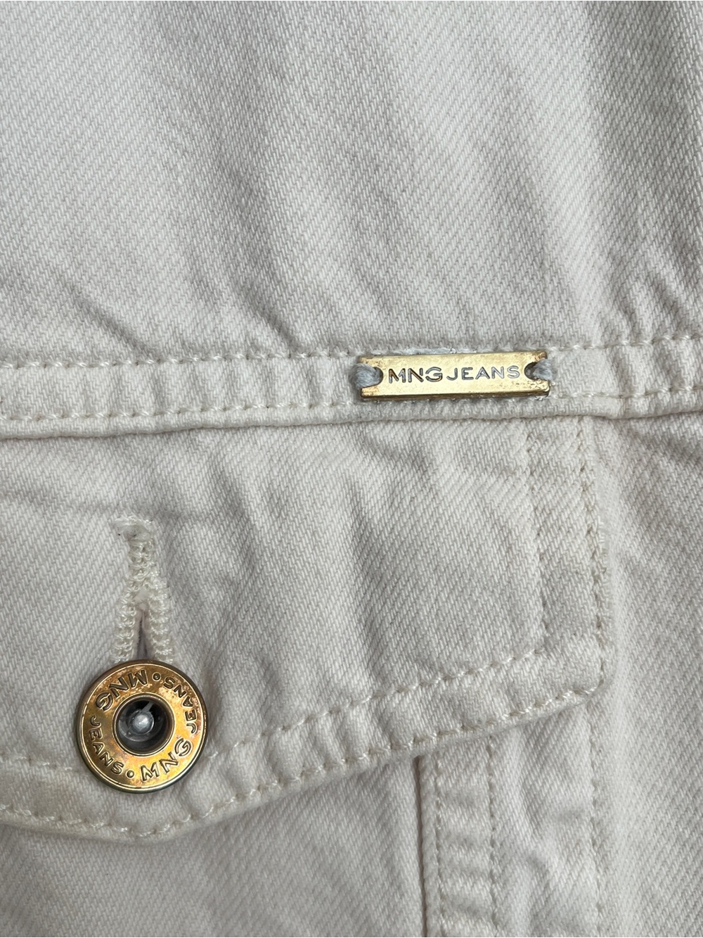 Mango Cream Button-Front Denim Jacket - Picture 2 of 10